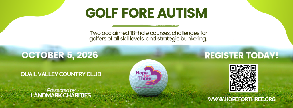 Hope For Three Golf Fore Autism 2026 charity golf tournament banner